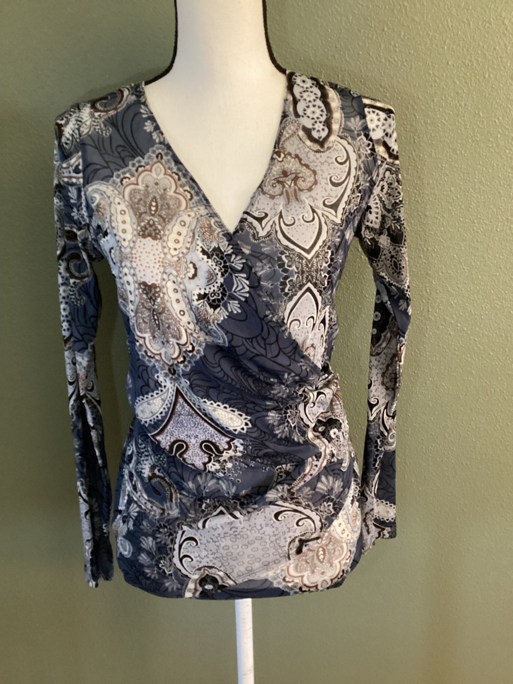 KAREN KANE Wrap-Style Long Sleeve Top